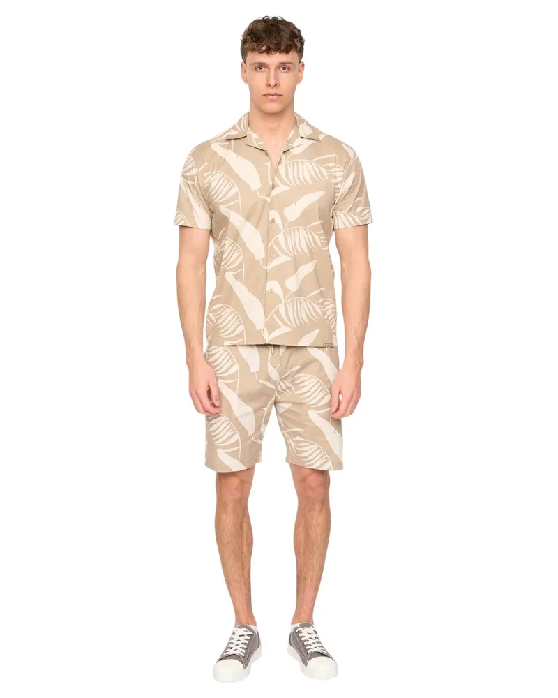 Duck and Cover Hopkinton" Hemd und Shorts Set für Herren, Atmungsaktiv (Helles Steingrau Khaki