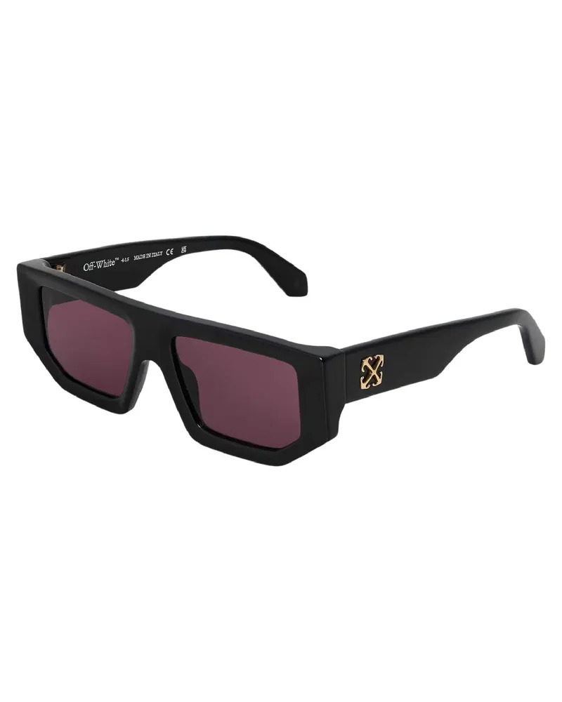 OFF-WHITE Off White - "Vancouver" Rechteckig-Sonnenbrille für Damen (Schwarz/Burgunderrot Schwarz