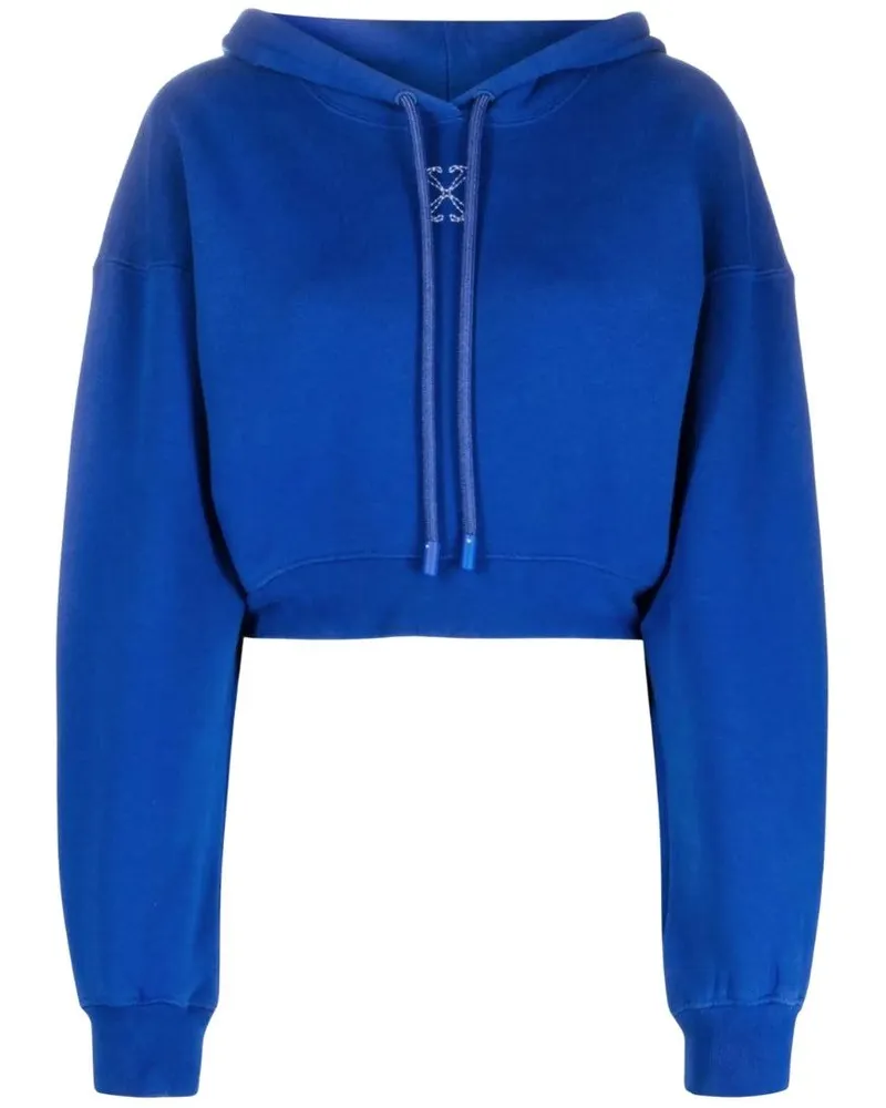 OFF-WHITE Embr" Kapuzenpullover für Damen, kurz geschnitten (Blau Blau