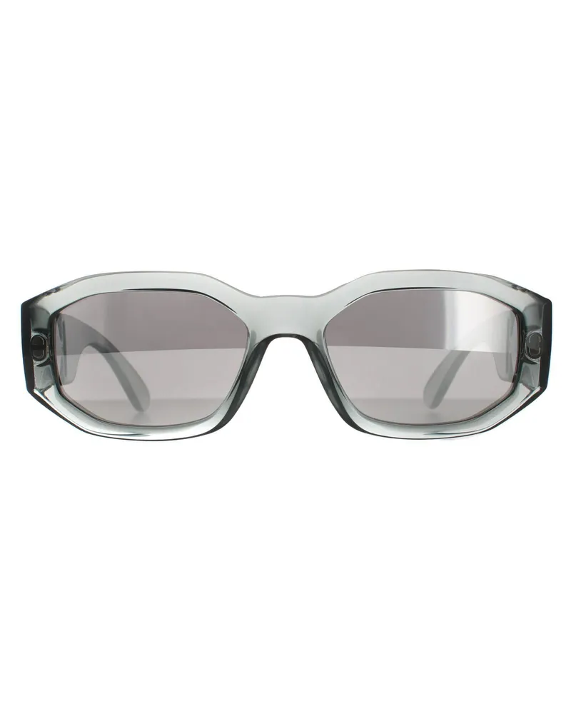 Versace Rectangle Unisex Transparent Grau Licht Grau Silber Spiegel VE4361 Sonnenbrille Grau