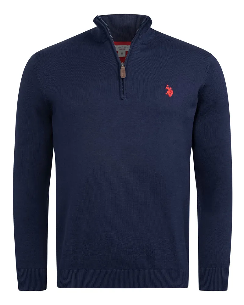 U.S. Polo Assn.  Herren Half-Zip Strickpullover USKnooxx aus Baumwollmix Blau