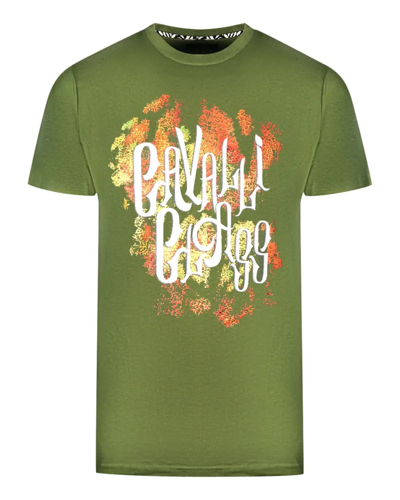 Roberto Cavalli Bold Logo Grünes T-Shirt Grün