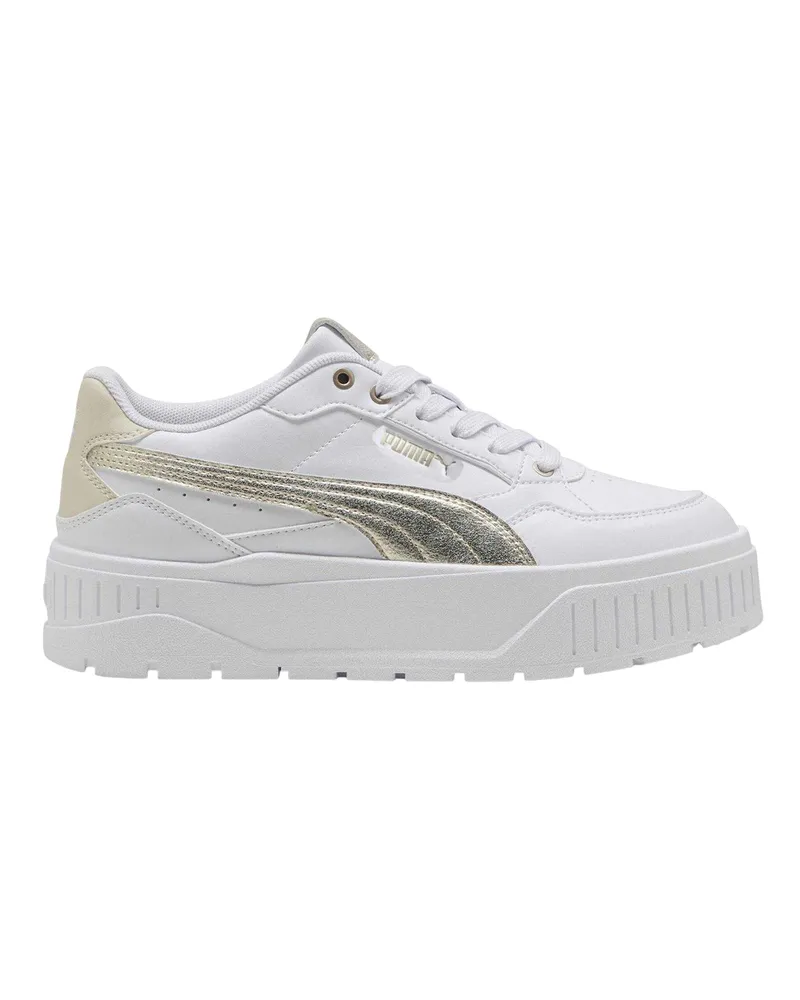 Puma Karmen II" Sneaker für Damen, Leder, Plattform-Absatz (Weiß/Gold Weiß