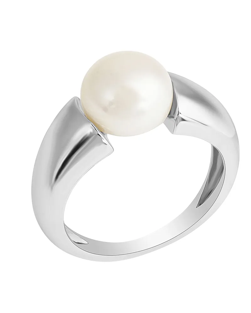 ZEEme Pearls Ring Silber 925 rhodiniert mit einer weißen Perle 10-10,5mm Silber