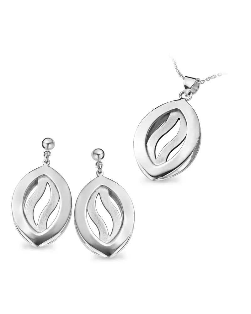 Orphelia Damen 925 Sterling Silber Set: Kettenanhänger + Ohrringe - Silber SET-5067 Silber
