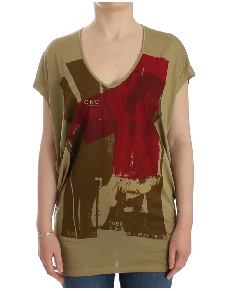 CoSTUME NATIONAL Damen grüne bedruckte Kurzarm-T-Shirt Grün