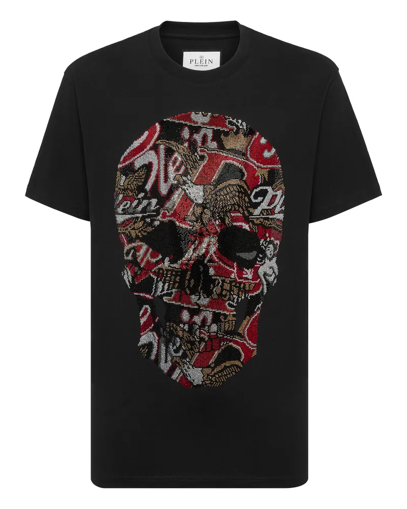 Philipp Plein Round Neck T-Shirt Skull Stones Schwarz