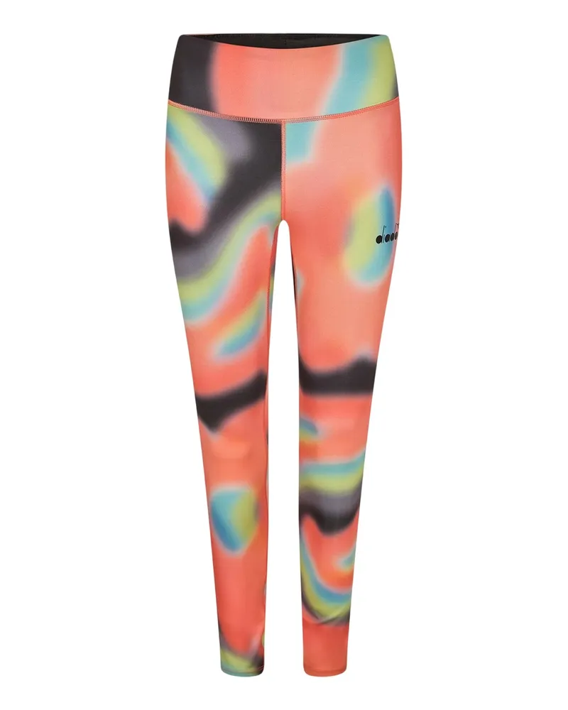 Diadora Leggings für Damen , Training (Schwarz/Koralle Schwarz