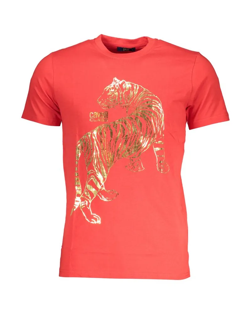 Roberto Cavalli Tigerprint T-Shirt mit kurzen Ärmeln und Rundhalsausschnitt Orange