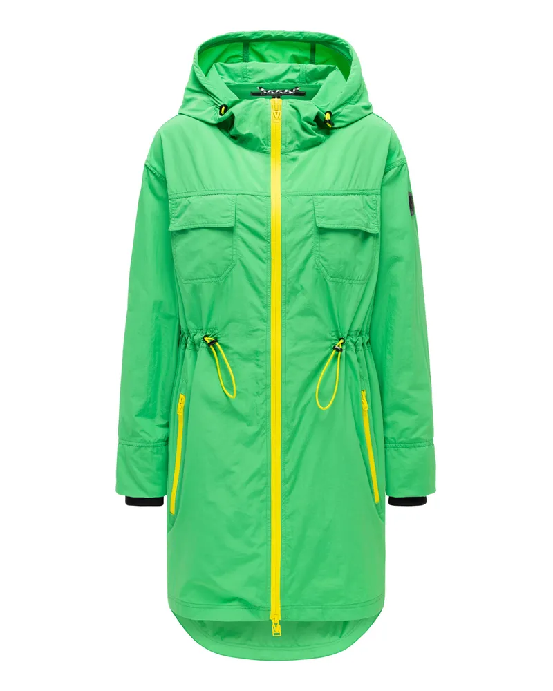 Marikoo Übergangsjacke/Mantel für Damen mit Kapuze, Modell Trüffelbonbon - Grün Grün