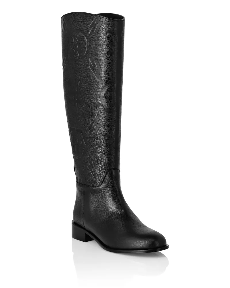 Philipp Plein Monogram-Stiefel - Schwarz Schwarz