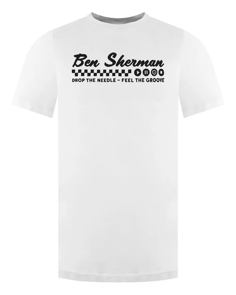 Ben Sherman Feel The Groove Herren Weißes T-Shirt Weiß