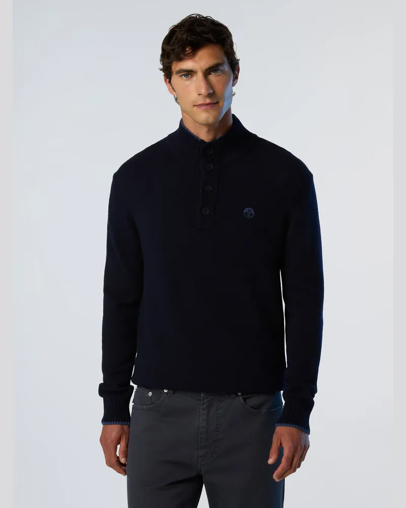 North Sails Pullover aus Kaschmirmischung mit Knopfleiste - Marineblau/Blau Marineblau