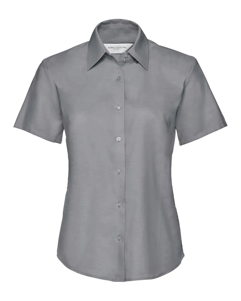 Russell Athletic Russell Collection Easy Care Oxford Bluse, Kurzarm (Siblergrau Grau