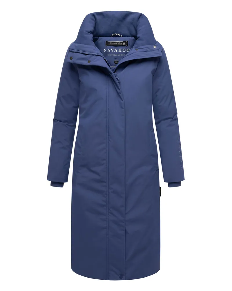 NAVAHOO Damen Wintermantel Traumblüte – elegant, wetterfest & warm Blau