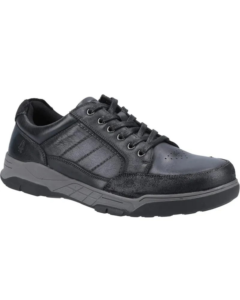 Hush Puppies Herren Finley Leder Lace Up Trainer (Schwarz Schwarz