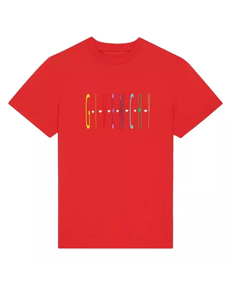 Givenchy Rotes T-Shirt mit schmaler Passform und Herz-Logo von Rot
