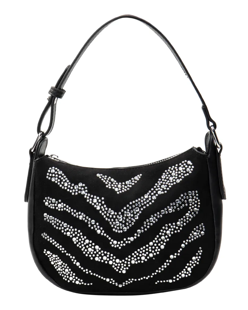 FAINA Schultertasche mit Strass Damen schwarz Schwarz