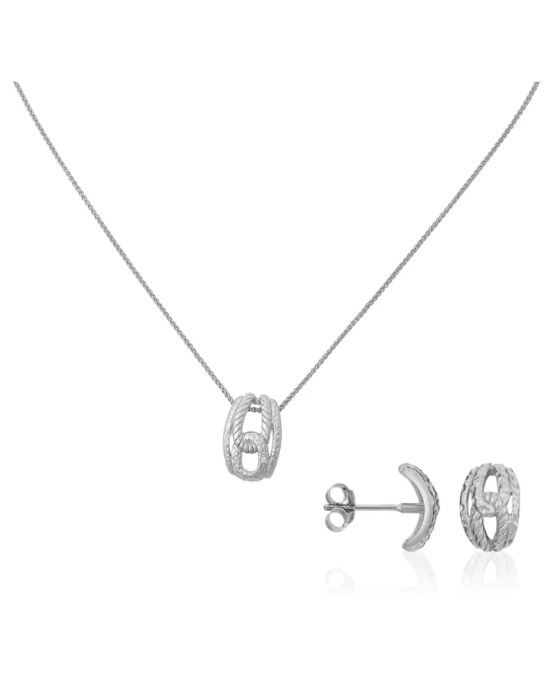 Orphelia Damen 925 Sterling Silber Set: Kettenanhänger + Ohrringe - Silber SET-5252 Silber