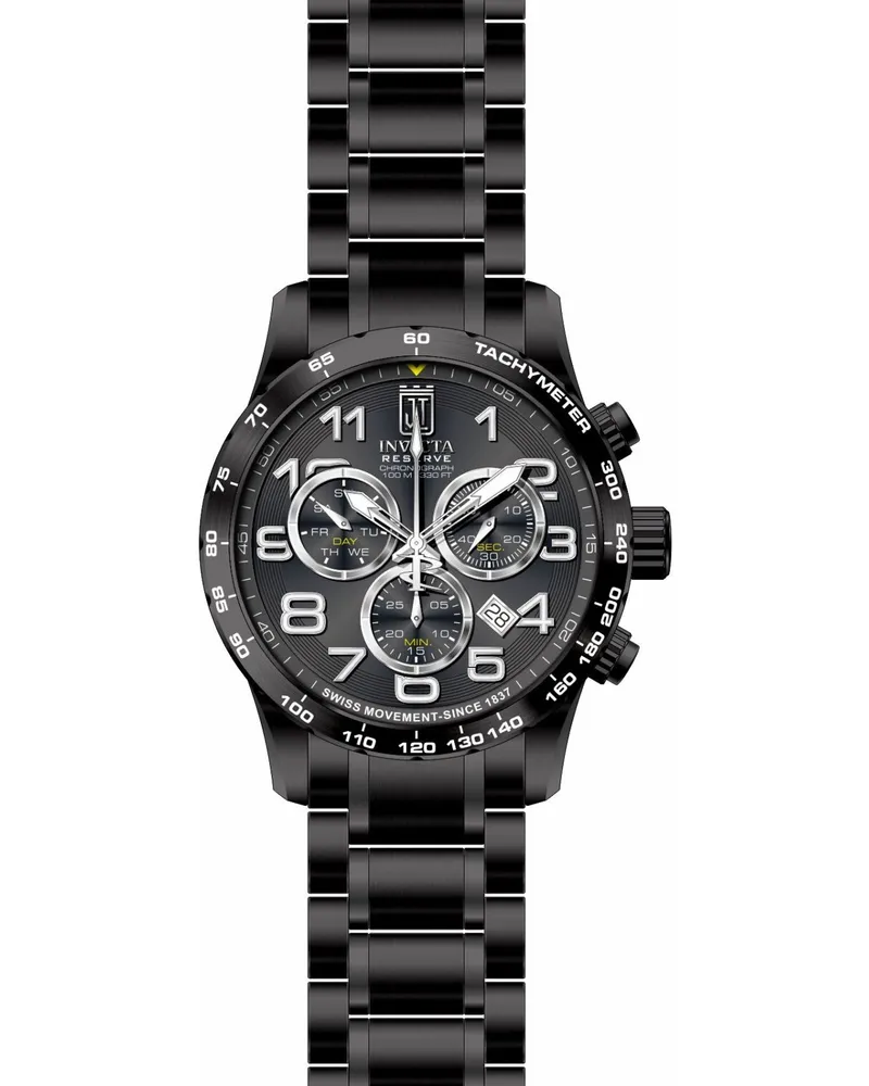 Invicta Jason Taylor 51264 Herrenuhr - Quarzwerk - Edelstahl mit schwarzem Zifferblatt - 48 mm Schwarz