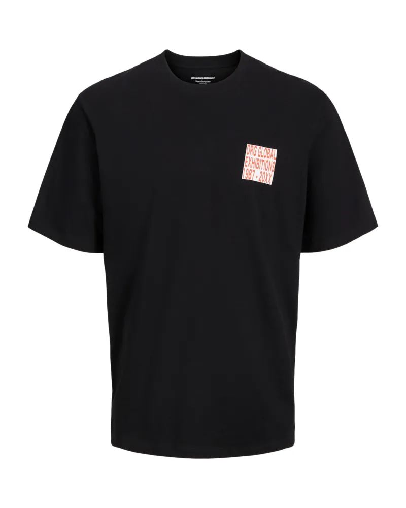 Jack & Jones Canon Wide Fit Tee   Schwarz Schwarz