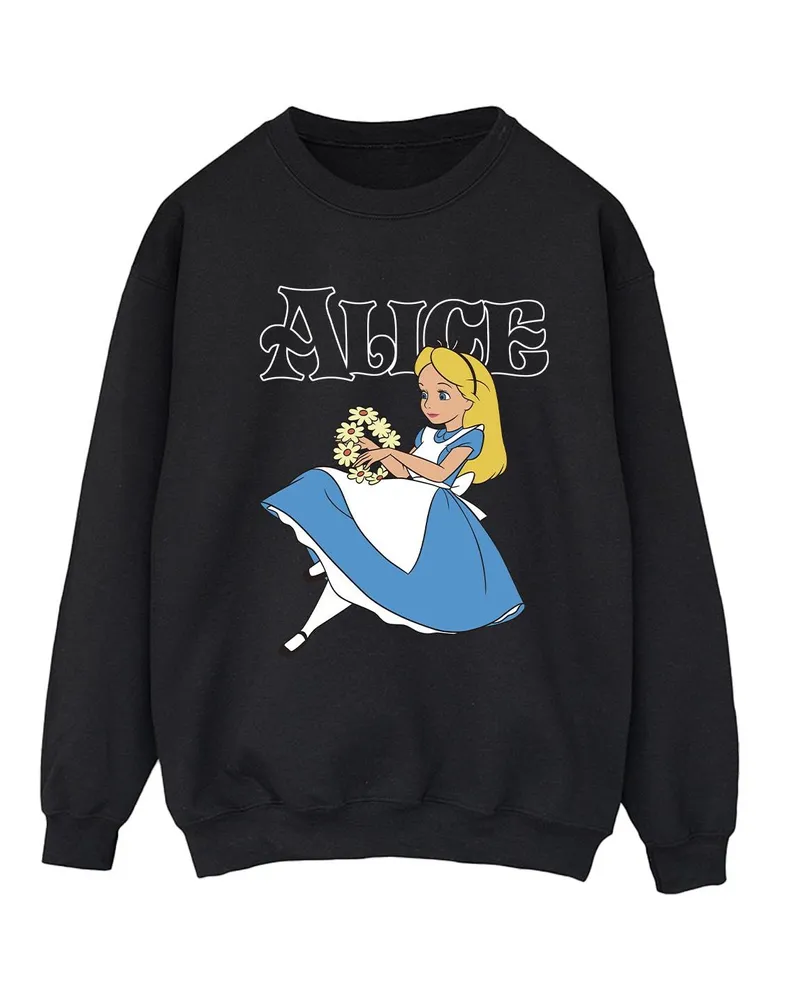 Disney Alice In Wonderland Flowers" Sweatshirt für Damen (Schwarz Schwarz
