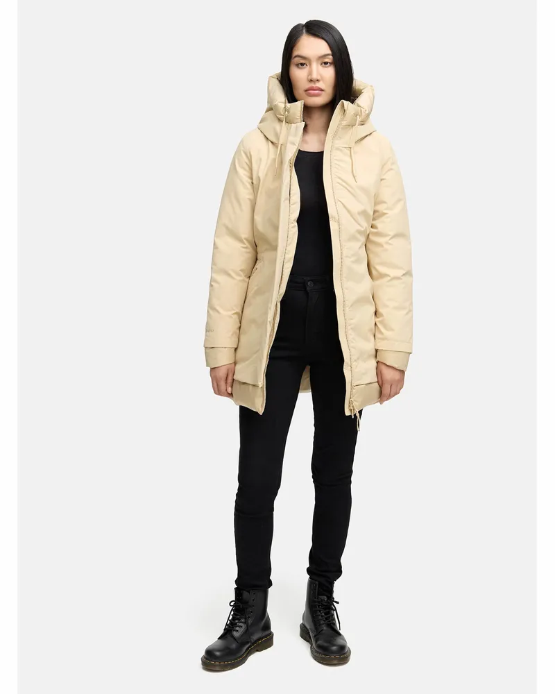 NAVAHOO Damen Winterparka WINTERPRINZESSIN mit Kapuze & femininer Passform Beige
