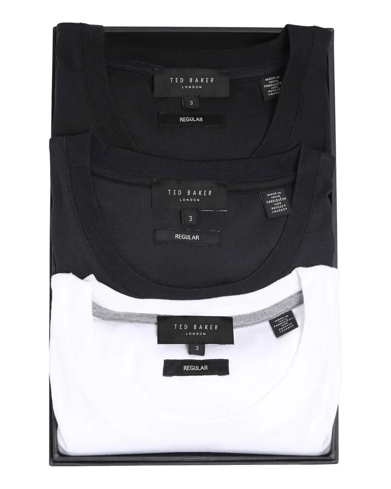 Ted Baker Brolin T-Shirt Geschenkbox-Set Weiß Marine Schwarz Mehrfarbig