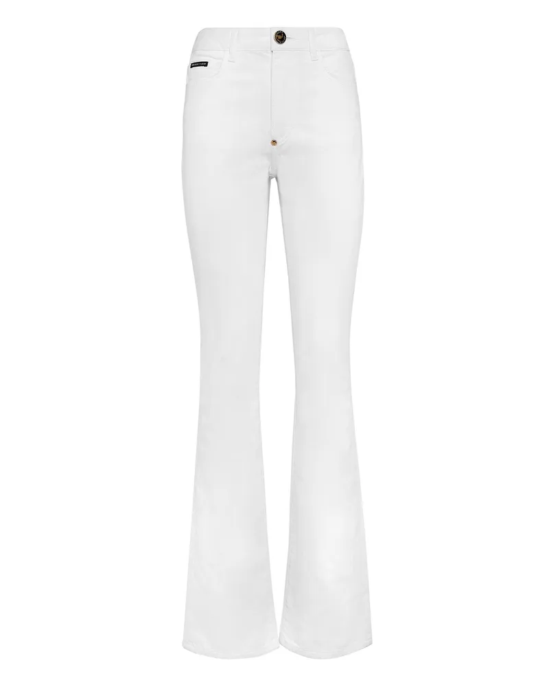 Philipp Plein Jeans Flare Fit Skull Weiß