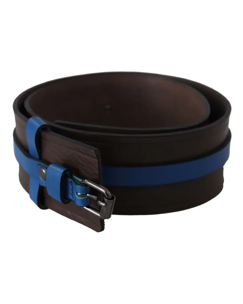 CoSTUME NATIONAL Leder Gürtel mit blauen Akzenten Braun