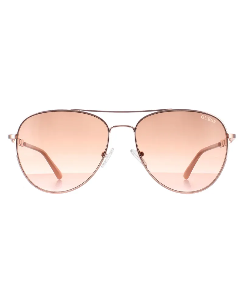 Guess Aviator Womens Glänzend Rose Gold Braun Gradient GF6143 Gold