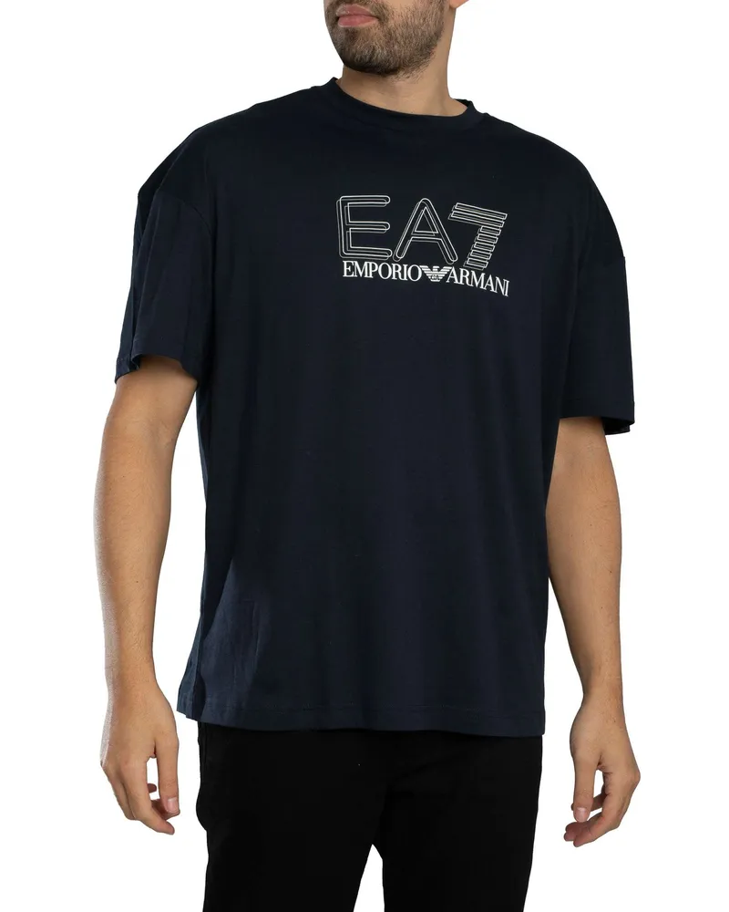 EA7 Echo Grafik-T-Shirt, Blau Blau