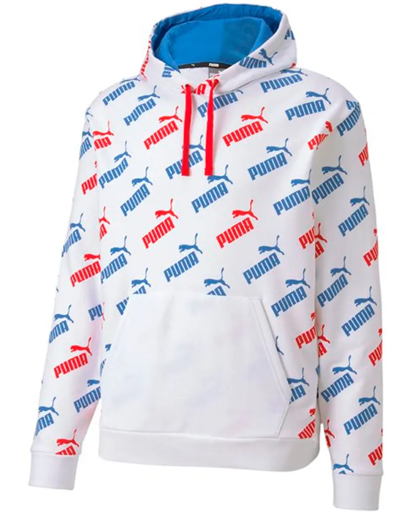 Puma Grafiklogo Langarm Pullover Weiß AOP Mens Hoodie 582795 62 Weiß