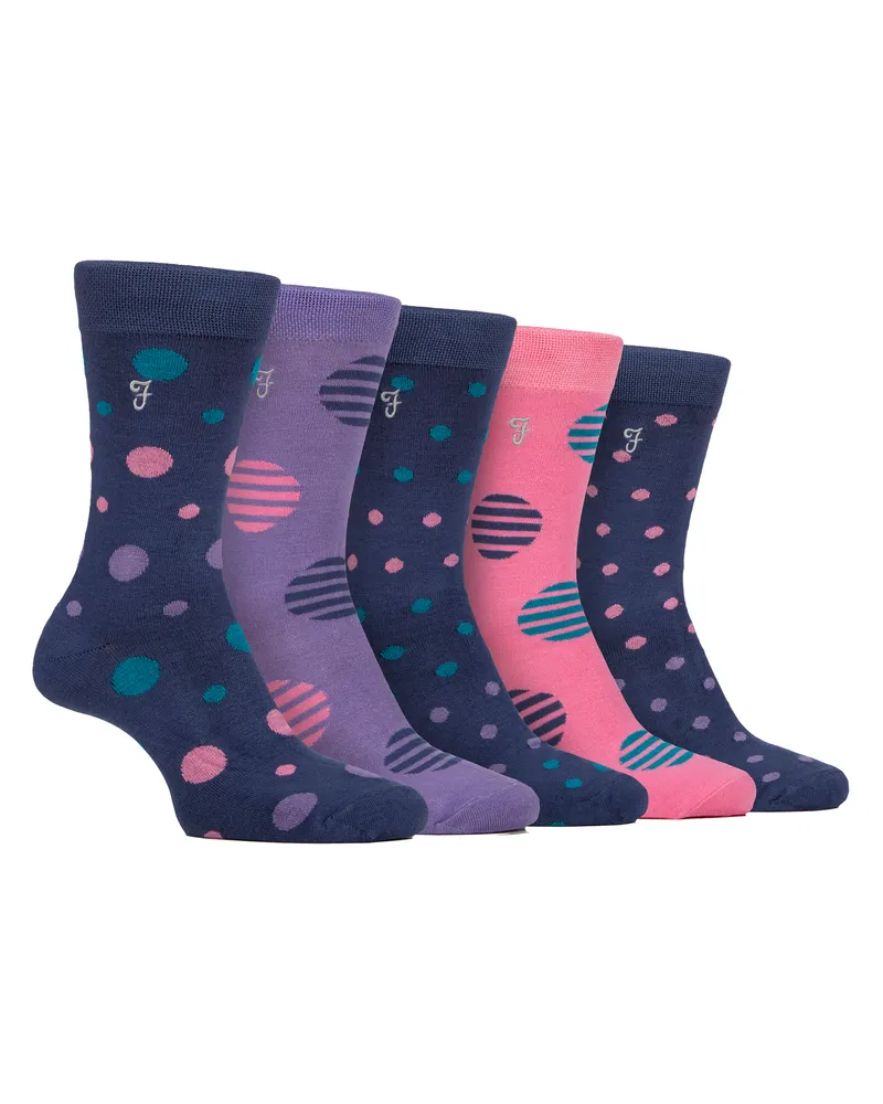 Farah 1920 5er Pack Herren Socken aus Bambus mit Muster - Weich, atmungsaktiv, stilvoller Alltagskomfort Mehrfarbig