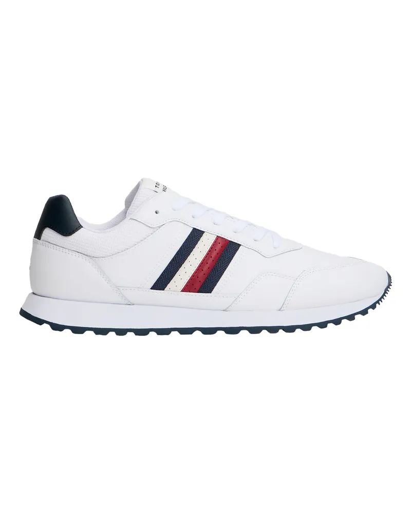 Tommy Hilfiger Eva" gestreift Sneaker für Herren, Leder (Weiß Weiß