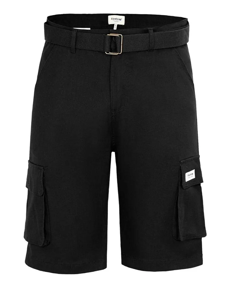 Firetrap Cargo-Shorts für Herren (Schwarz Schwarz