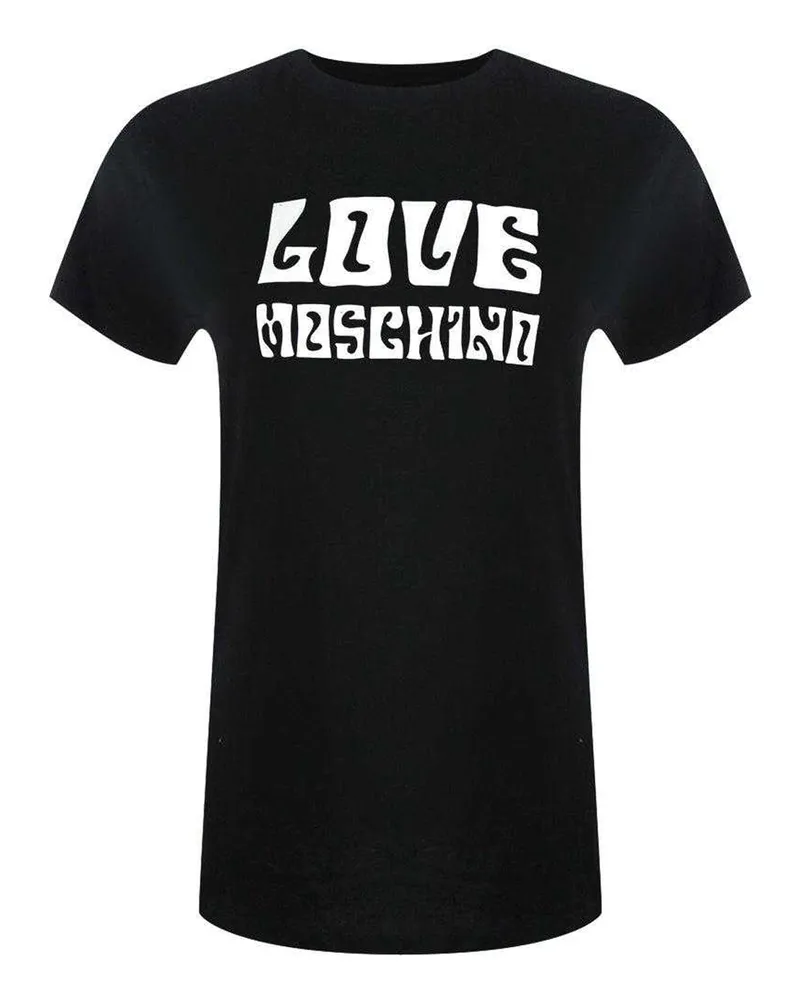 Moschino T-Shirt für Damen, Logo, kurzärmlig (Schwarz Schwarz