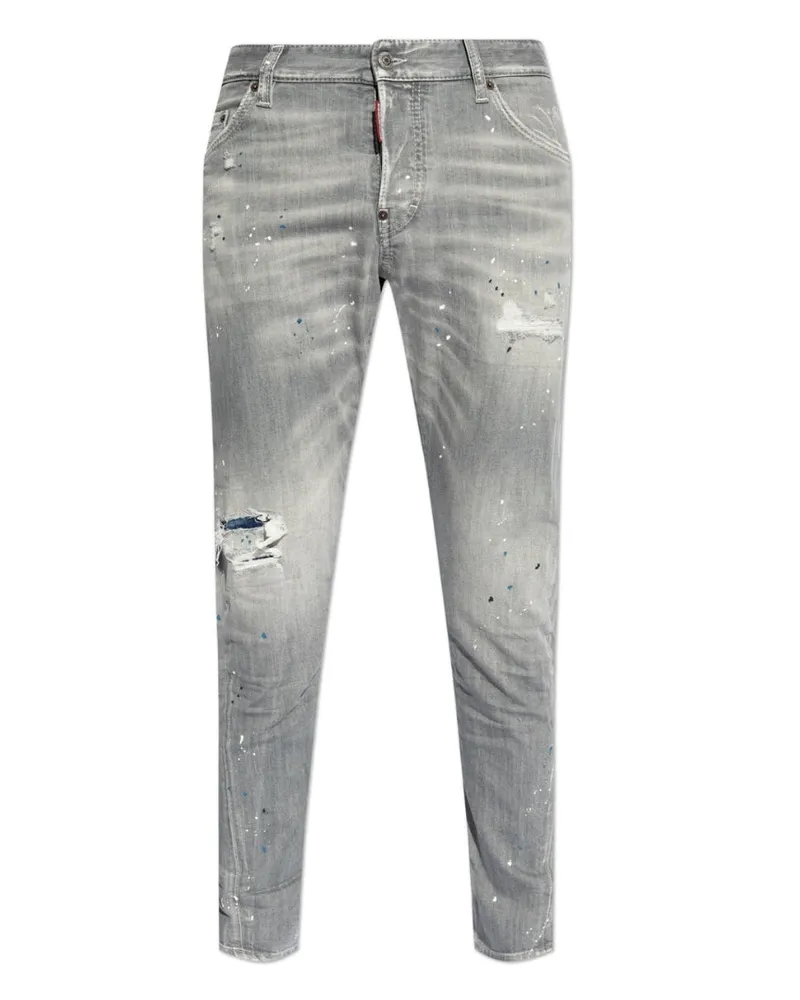 Dsquared2 Cool Guy Slim Fit Jeans mit Paint-Splash-Details - Grau Grau