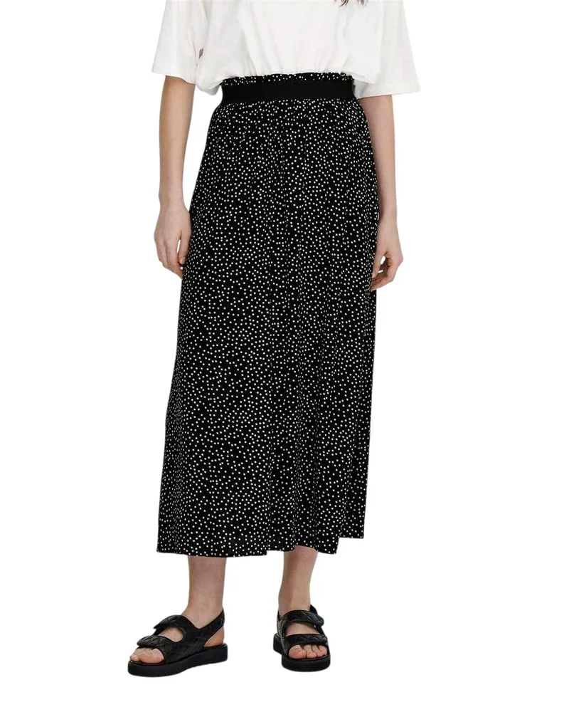 only Langer Rock für Damen, A-Linie, Hoch geschnitten (Schwarz Schwarz