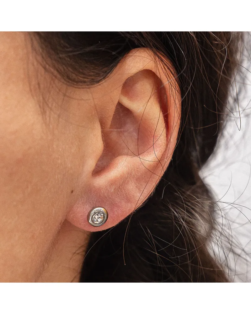 ZEEme Ohrringe aus Edelstahl mit weißem Zirkonia, 6 mm - Silber Silber