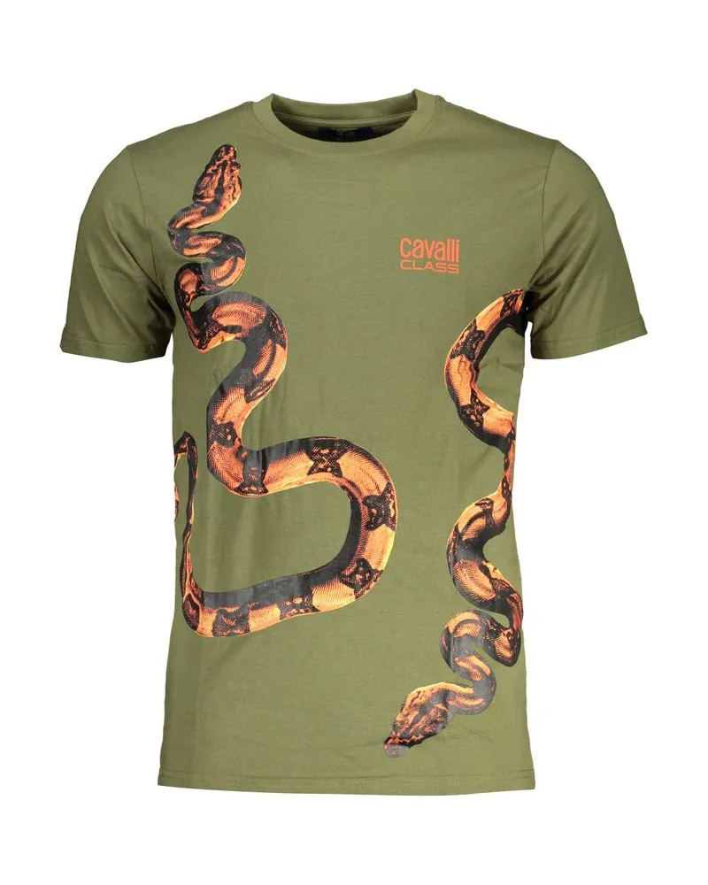 Roberto Cavalli Verde Baumwoll Herren T-Shirt Grün
