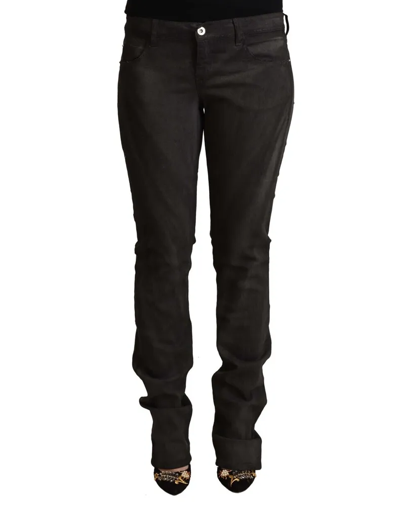 CoSTUME NATIONAL Damen schwarze Baumwolle Mid Waist Skinny Pants Schwarz