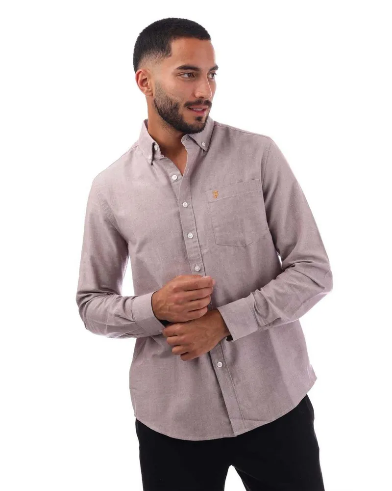 Farah 1920 Button-Down-Hemd für Herren, Schmal (Ochsenblutrot Rot