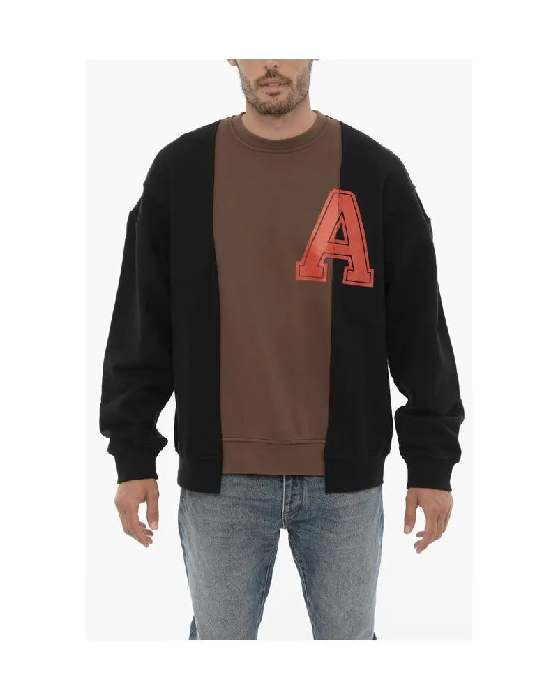 AMBUSH VARSITY Sweatshirt mit Rundhalsausschnitt aus Fleece-Baumwolle in Braun, Schwarz Schwarz