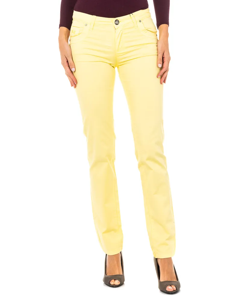 La Martina Elastische Stretch-Hose mit schmal geschnittenem Saum LWT006 woman Gelb