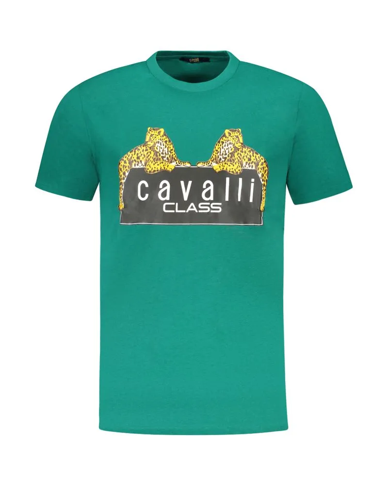 Roberto Cavalli Leopardenmuster T-Shirt mit kurzen Ärmeln Petrol
