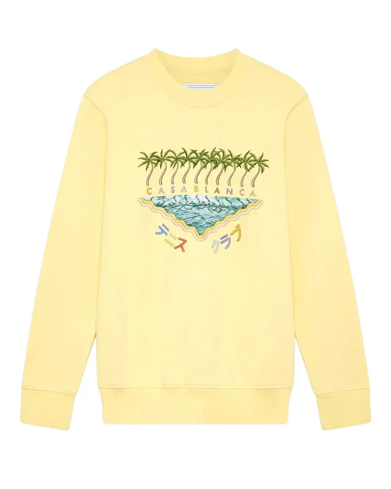 Casablanca Paris Besticktes Sweatshirt, Enoshima Beach Gelbes Sweatshirt Gelb