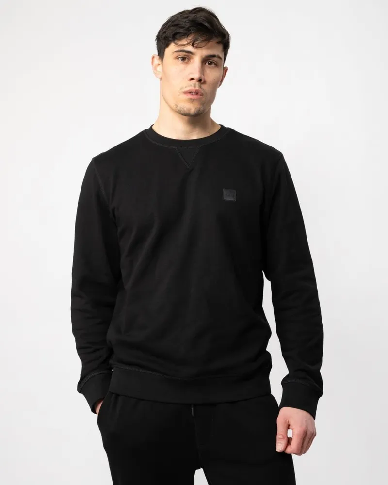 HUGO BOSS Westart Herren Sweatshirt mit Rundhalsausschnitt und Logo-Patch NOS Schwarz