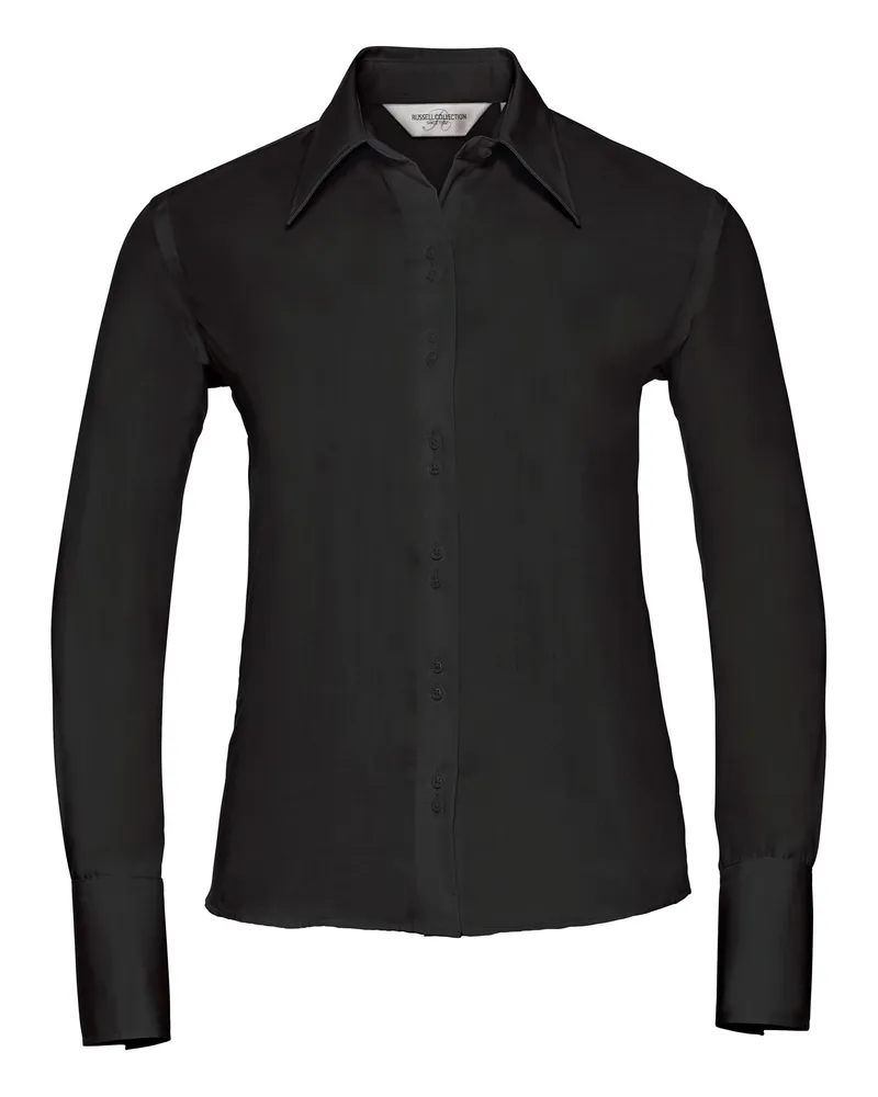 Russell Athletic Russell Collection Damen/Damen Langarm Ultimate Non-Iron Shirt (Schwarz Schwarz