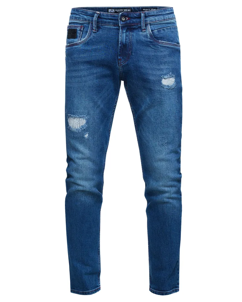 Rusty Neal Jeans Hose "TORI" Slim Fit Destroyed Denim Blau